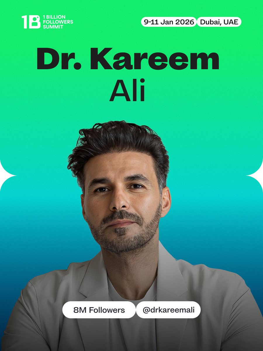 د. كريم علي، المؤسّس والرئيس التنفيذي لمنصّة فِكر تاني، ينضمّ إلى #قمة_المليار_متابع. 🌿✨
رائد أعمال وشخصيّة بارزة في مجال الطبّ الشمولي، كرّس مسيرته لإحداث ثورة في الرعاية الصحية من خلال نهج تكاملي يعالج الصحة الجسدية والنفسية معًا، مدفوعًا بشغف عميق لتحسين حياة الناس.

🎟️ لا