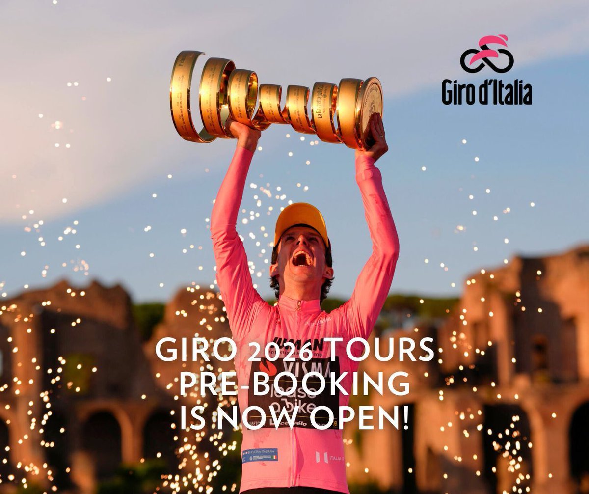 GrandToursPro's tweet photo. Happy to announce that pre-booking for our 2026 Giro d’Italia tours is now open! 🇮🇹

✨ Secure your spot now https://t.co/R9bHiuQAIM 

Cover photo: https://t.co/vsNiVlQjm2

#GirodItalia #Giro2026 #GrandToursProject #RideEveryKilometre https://t.co/A0lY1fEgX1