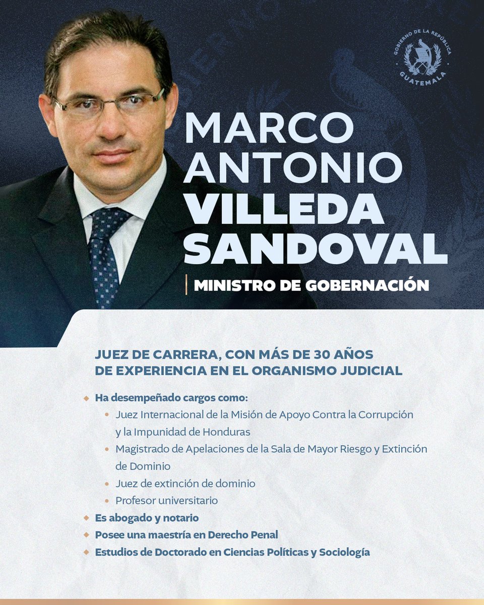 Inesperado: el exjuez Marco Antonio Villeda asume como ministro de Gobernación. Recordado por extinguir propiedades a corruptos como Otto Pérez Molina y Roxanna Baldetti.