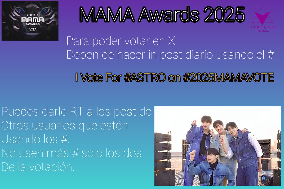 astrolatinfanb's tweet photo. 🚨Aroha Recuerda votar por Astro para los MAMA AWARDS 2025

I vote for #ASTRO at #2025MAMAVOTE

no olviden votar en MNETPLUS

 ALFB💫 https://t.co/fgbgAMxqqo