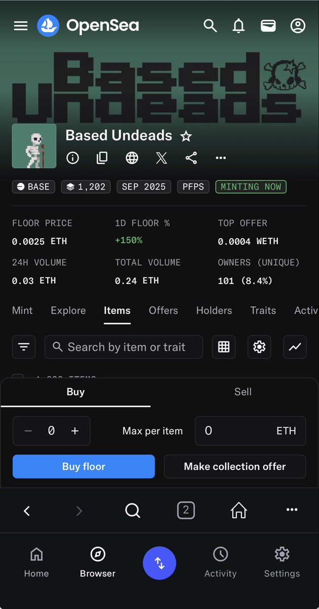 jbuckb's tweet image. Based Undeads up 150% 

Still minting 

Don’t miss