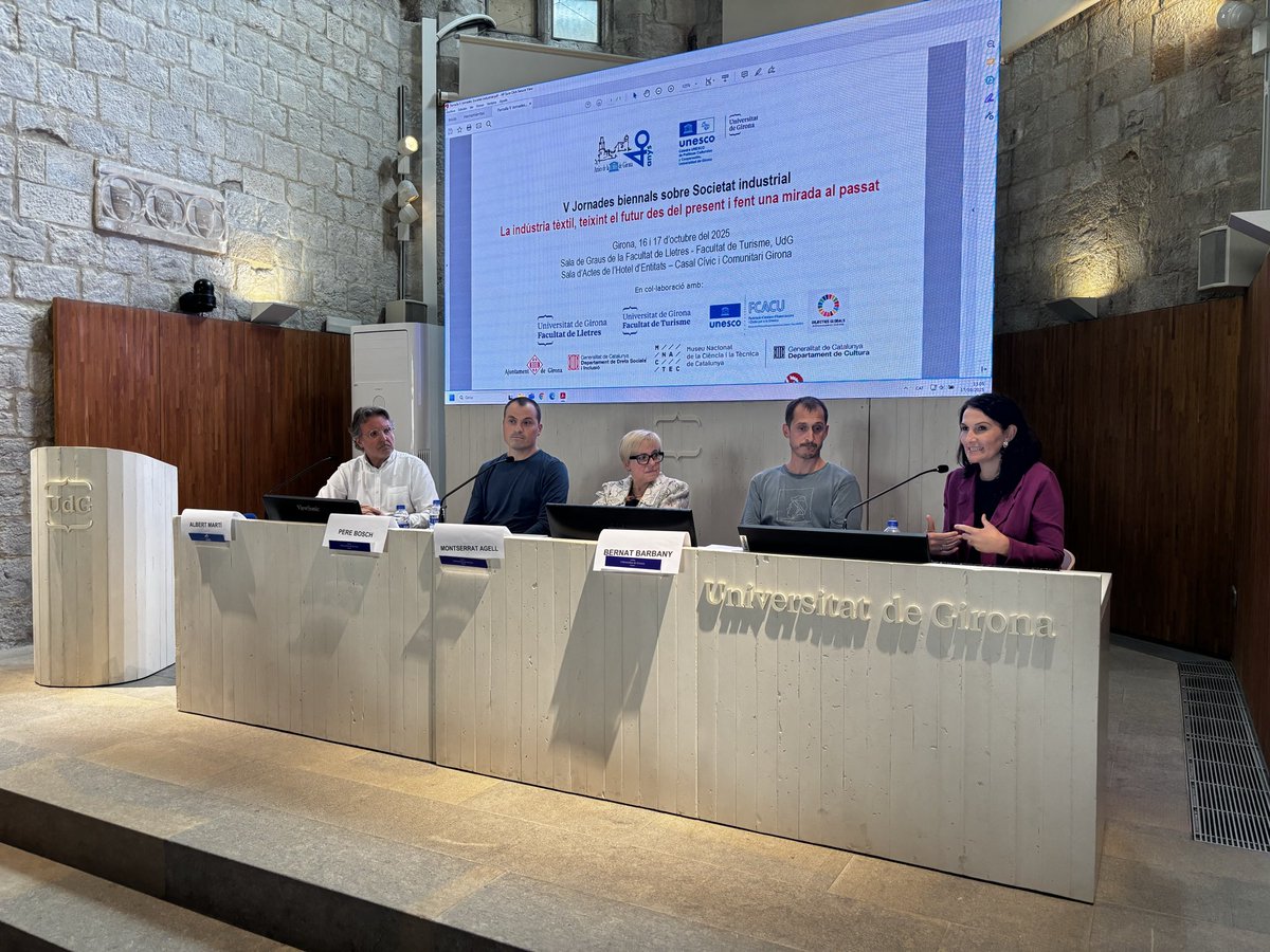 Avui hem participat a les V Jornades biennals sobre Societat Industrial, organitzades per Amics de la UNESCO de Girona i la UdG, dedicades enguany al món de la indústria tèxtil

Un espai de reflexió sobre el patrimoni, la innovació i el futur d’un sector amb una gran tradició al