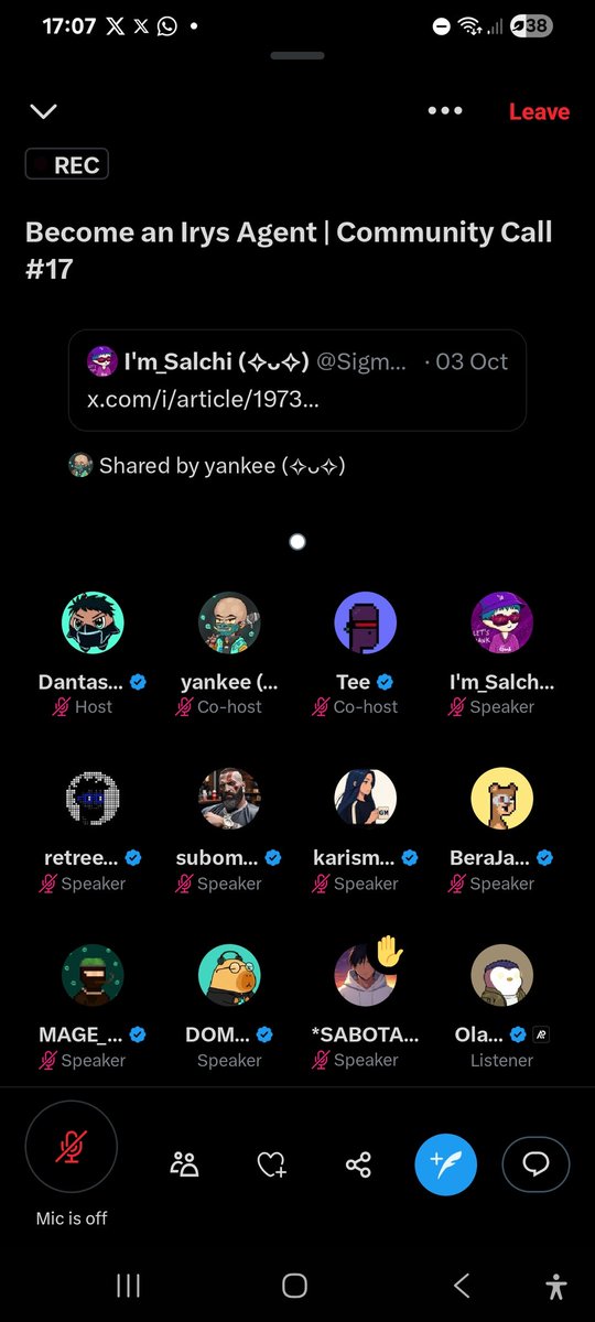 I had a wonderful time discussing about being a BD on <a href="/irys_xyz/">Irys (✧ᴗ✧)</a>.

Thank you so much <a href="/Dantashi_/">Dantashi (✧ᴗ✧)</a> <a href="/yank_est/">yankee (✧ᴗ✧)</a> <a href="/0xteecrypt/">Tee</a> and <a href="/retreeq_/">retree📺 (✧ᴗ✧)</a> for the opportunity 🙏.

If you have further questions on how to be an Irys Agent, my dms are always open.

Remain Irys Alligned💚