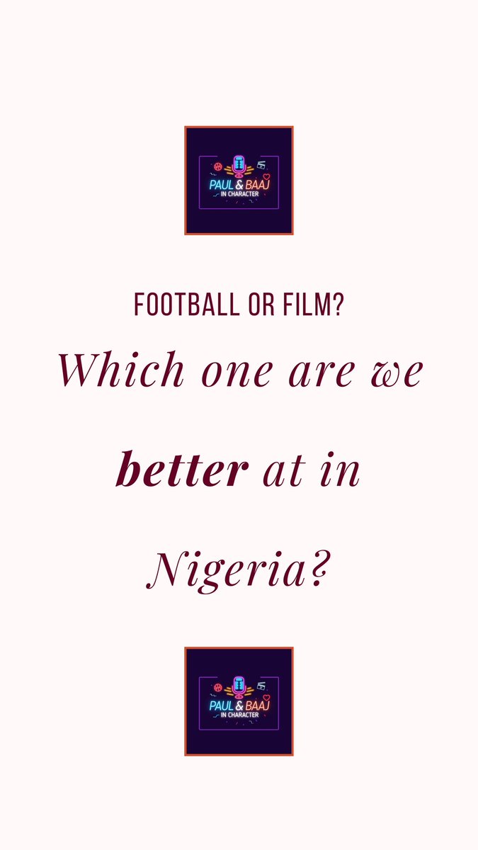 paulandbaaj's tweet image. We want to brag correctly when we're outside. So, tell us what you think – are we better at football or filmmaking? 👇

Our latest episode is up!

YouTube or Spotify? Anyone you like, we've got you.

#footballvsfilmmaking #incharacter #newepisode #nollywood #superfalconsofnigeria