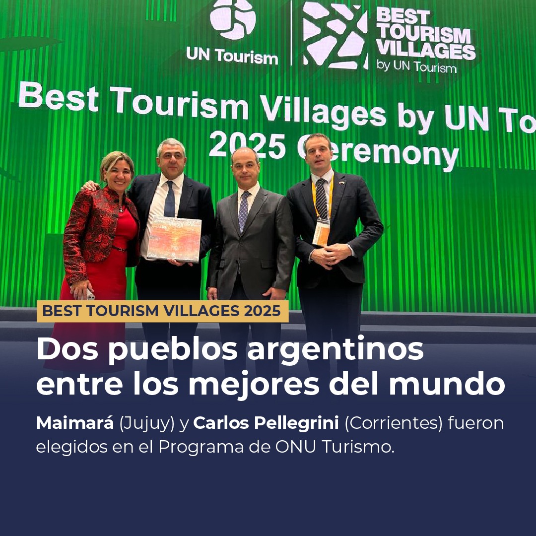 🇦🇷 Orgullo argentino en el turismo rural
Maimará (Jujuy) y Colonia Carlos Pellegrini (Corrientes) fueron reconocidos entre los mejores destinos rurales del mundo en los Best Tourism Villages 2025 de ONU Turismo 🌎.

Mas info👉 argentina.gob.ar/noticias/otros…