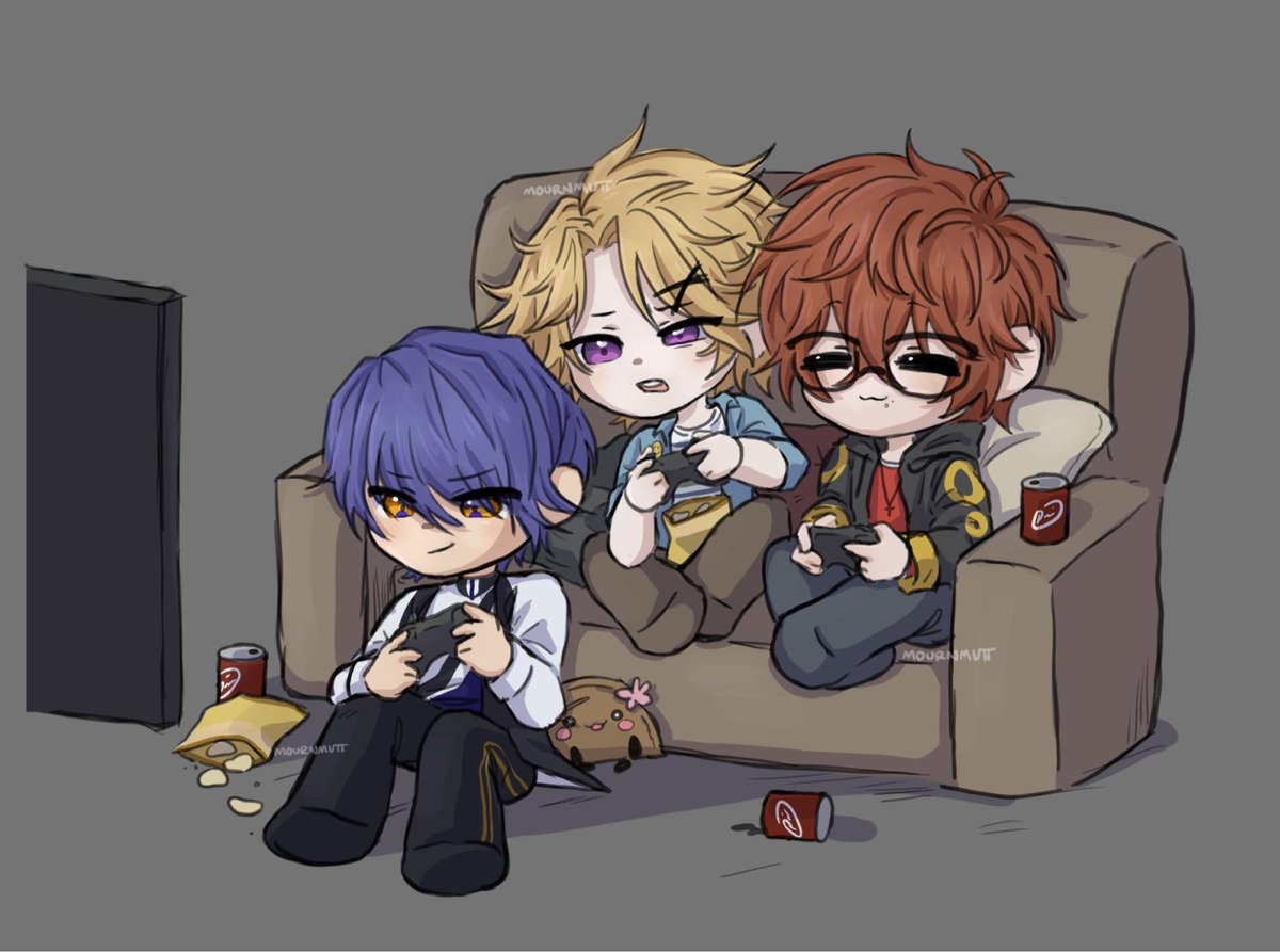 mournmutt's tweet photo. mystictober day fifteen - crossover (obey me x mysme) 
lil dudes redraw :3 

#MM_mystictober2025 #mysme #mysticmessenger #mysticmessengerfanart  #mysticmessengerseven #mysticmessengersaeyoung #mysticmessengeryoosung #yoosungkim #obeyme #leviathan https://t.co/Ovwy6YlN8Y