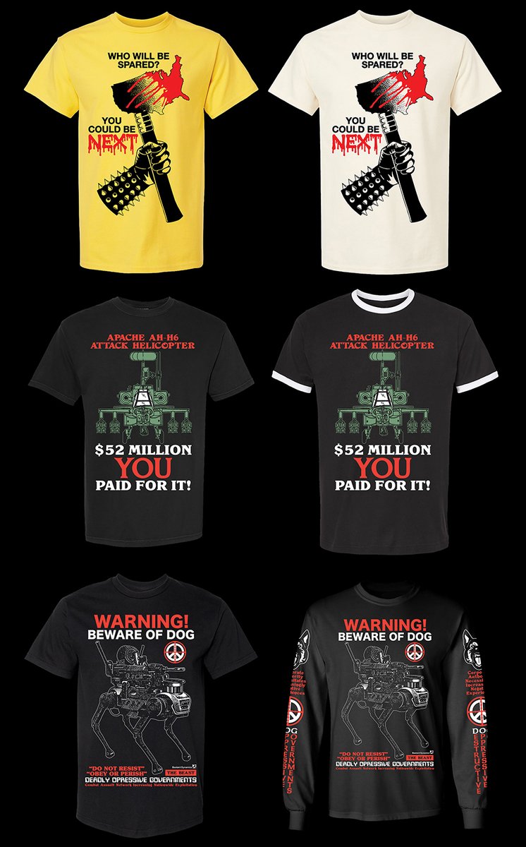 Two brand new shirts now available, as well as a reissue of the "Dogs Of War" tee!