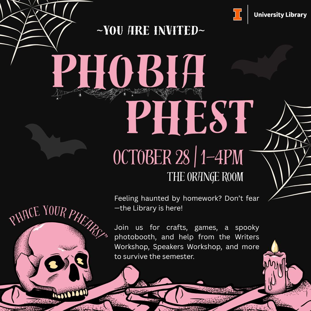 graingerlibrary's tweet image. The Grainger Library IDEA Lab will be at Phobia Phest in the Main Library on Tuesday, October 28! Come on by for VR, crafts, and other spooky activities! 🎃