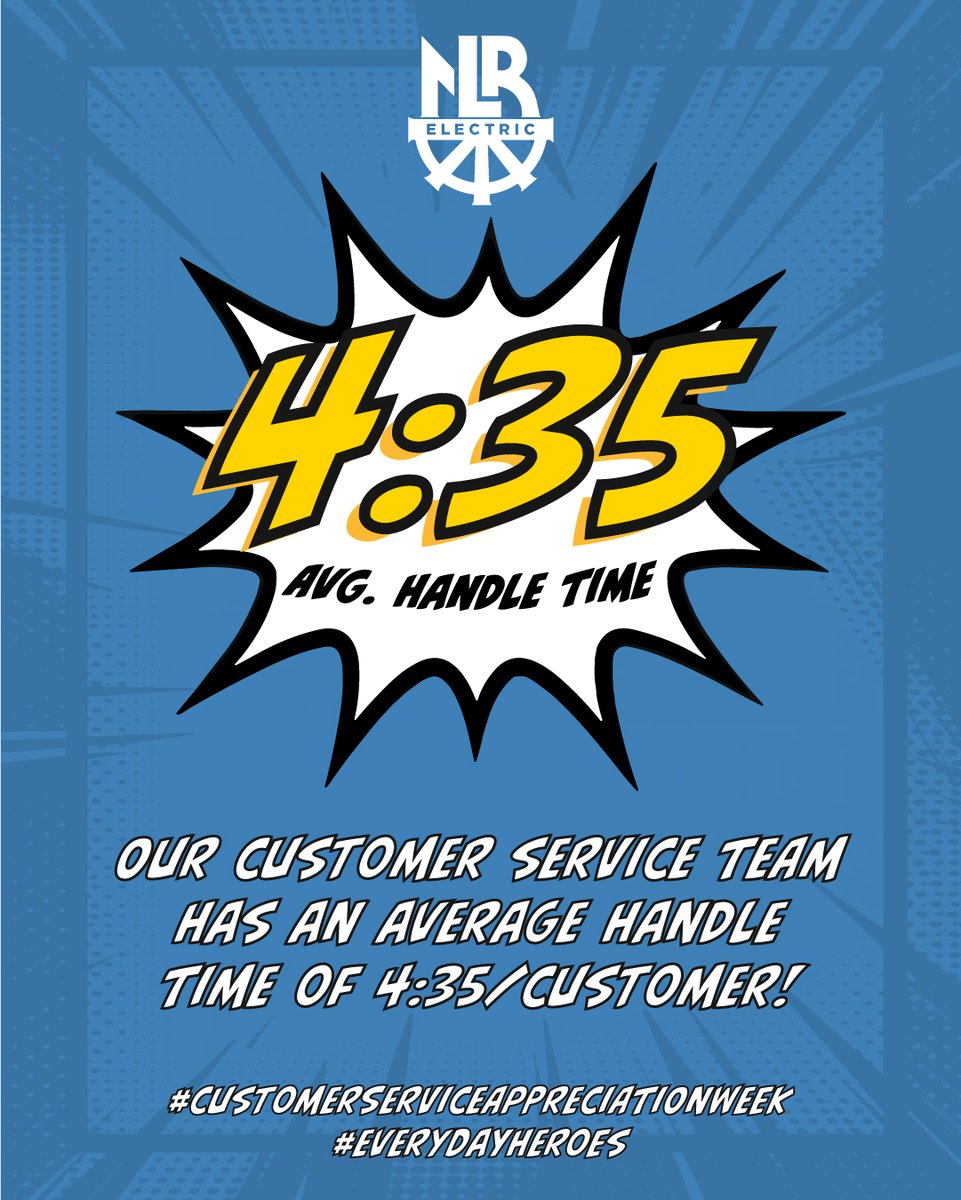 NLRElectric's tweet image. We always try and help our customers as quickly as possible while providing great service. Our average customer handle time is just 4 minutes and 35 seconds! #customerserviceappreciationweek