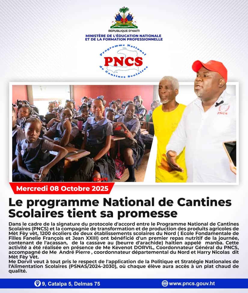 Le programme National de Cantines Scolaires (PNCS) tient sa promesse pour l'année académique 2025-2026.