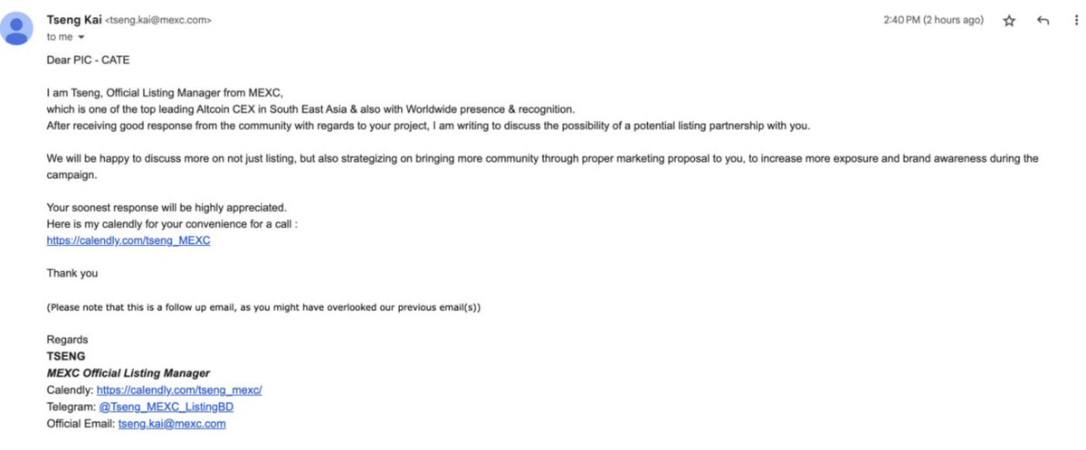 $MEXC is a scam/manipulative exchange. Their employees are trying to blackmail us for more fees.
 We paid more than $60k USD as a listing fee in 2024, and two days ago their agent contacted us again and demanded additional fees to list us. 

People are targeting Binance, but the