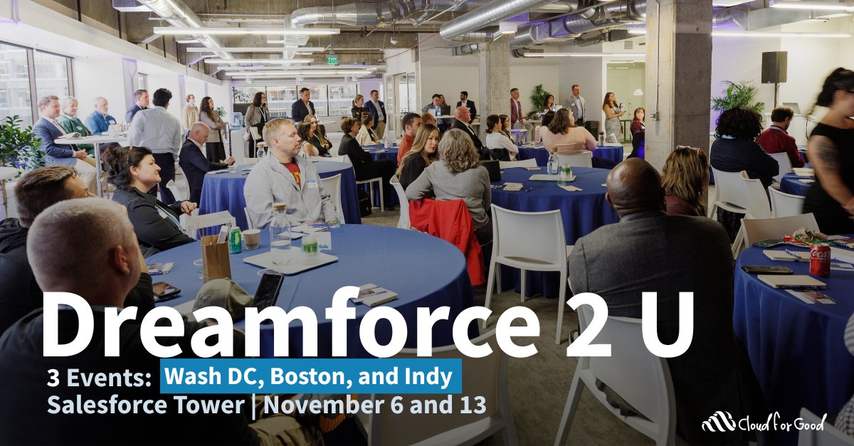 🌟 Dreamforce Energy. Coming to YOU this November!

Missed <a href="/Dreamforce/">Dreamforce</a> '25 in SF? We're bringing the innovation &amp; AI breakthroughs directly to you in three powerful events with @Salesforce!

Get the insider recap tailored to your sector:

1️⃣ Boston: Nonprofit AI Workshop - Nov 6
