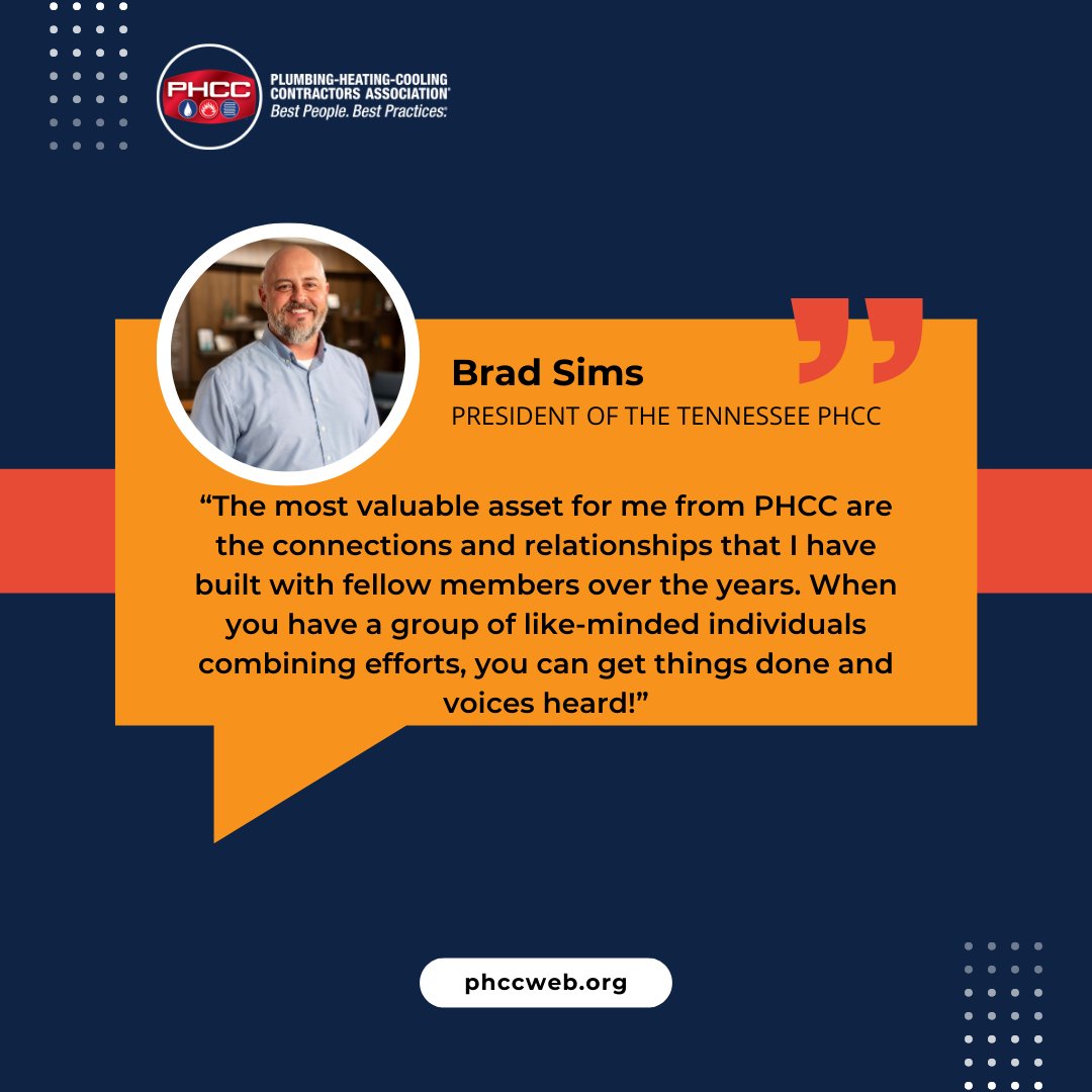 phccnatl's tweet image. Brad Sims attended his first PHCC National Convention in Las Vegas and never looked back.
From local involvement to state leadership, PHCC has given him the connections and platform to grow his impact, and his business.
phccweb.org/membership/?ut…
#PHCC #Plumbing #HVAC