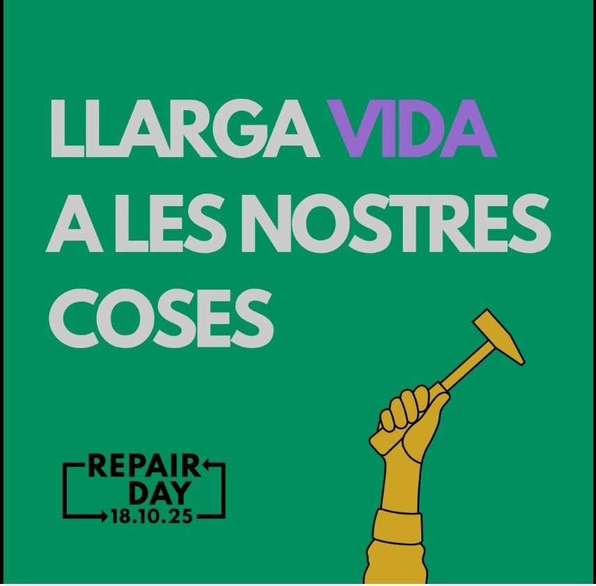 Aquest dissabte 18 d’octubre se celebra el Dia Internacional de la Reparació, un esdeveniment anual per visibilitzar la feina de totes les persones que fan possible la reparació en centenars de comunitats al voltant del món
#repairday <a href="/setemcat/">SETEM Catalunya</a> #firadeconomiasolidaria