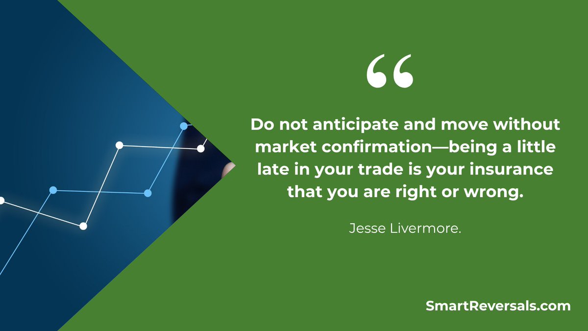 SmartReversals's tweet photo. Many traders fall into the trap of trying to pick exact tops and bottoms, entering positions based on where they think price should turn rather than waiting for evidence that it is turning.
#MarketConfirmation #JesseLivermore
#TradingDiscipline #AvoidAnticipation #Discipline #Subscribe @SmartReversals