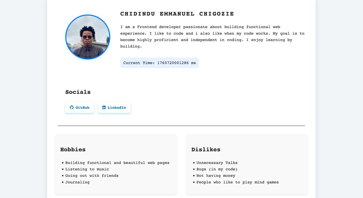 heisemmanuell's tweet image. I just completed my stage 0 project as a frontend developer intern at HNG Internship
The project was to build a simple profile card and making sure it follows HTML semantics & accessibility
Check it out
🔗: heisemmanuell.github.io/profile-card/