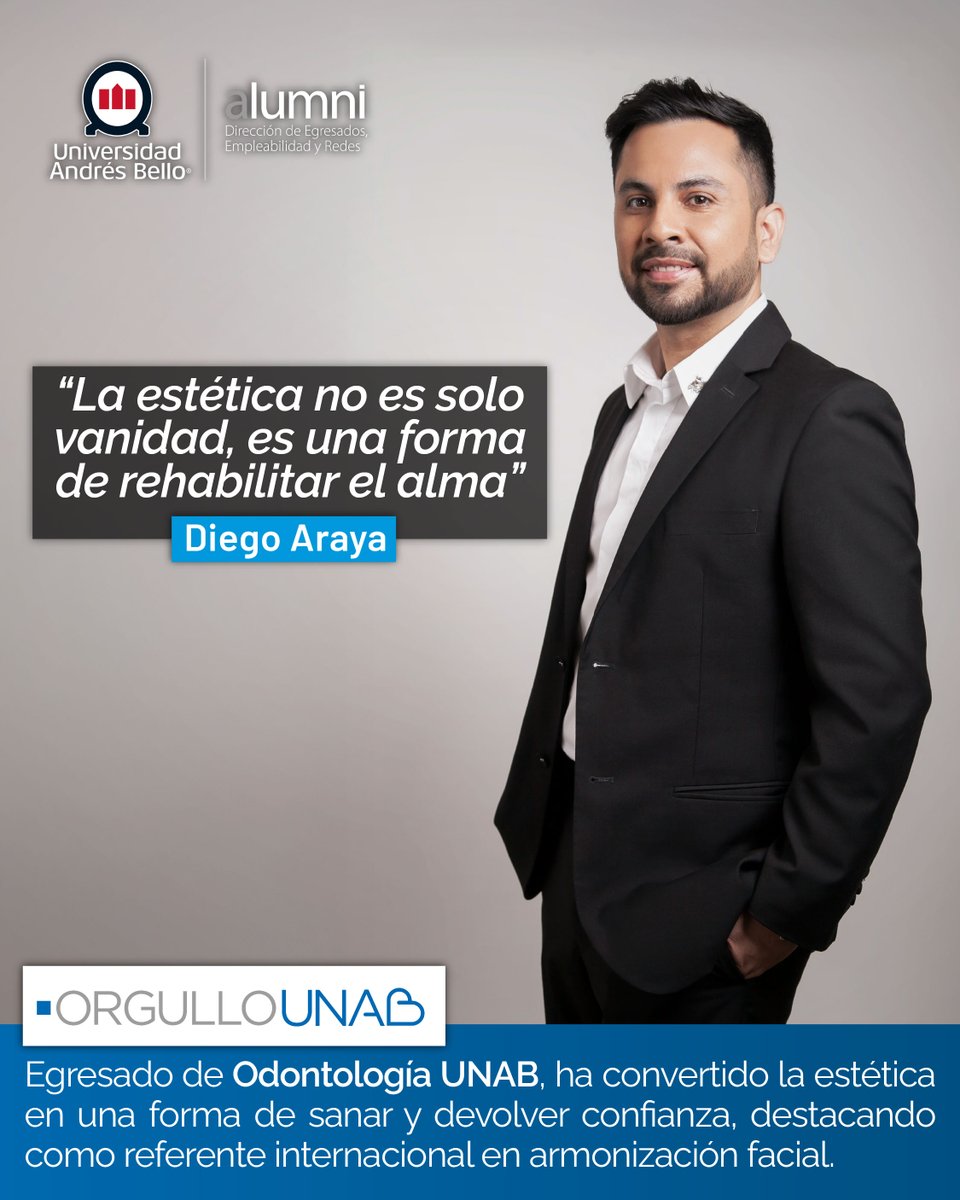 alumniunab's tweet image. ✨ El cirujano dentista y egresado de Odontología UNAB Viña del Mar, Diego Araya, ha convertido la armonización facial y la medicina estética en un camino de transformación personal y profesional.

🔗 Conoce su historia aquí bit.ly/4n9VKLM

#SomosUNAB #OrgulloUNAB