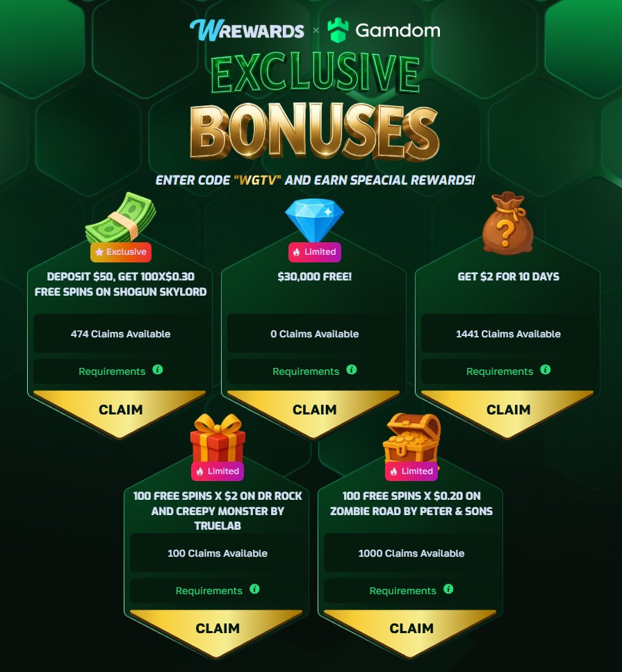 2 New Claims Available &lt;3  

Don't multi u will get banned.. 
wrewards.com/gamdom-bonuses