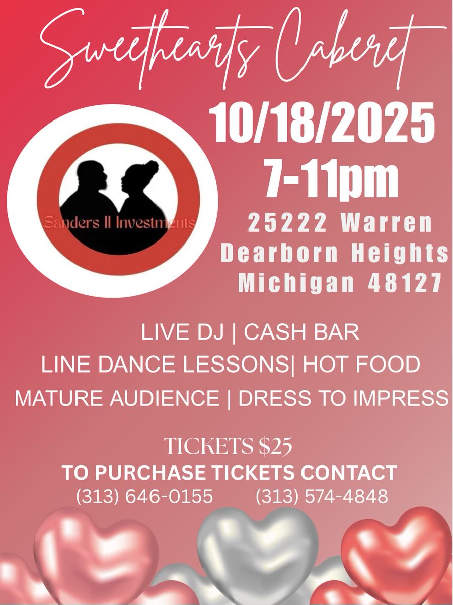 Sweetest Day is tomorrow!! Come out and celebrate love with us. Couple, friends, or single just looking to enjoy yourself. ❤️❤️❤️

(Tickets available via cash app, Zelle, or Eventbrite). 

Text the numbers on the flyer for more details
