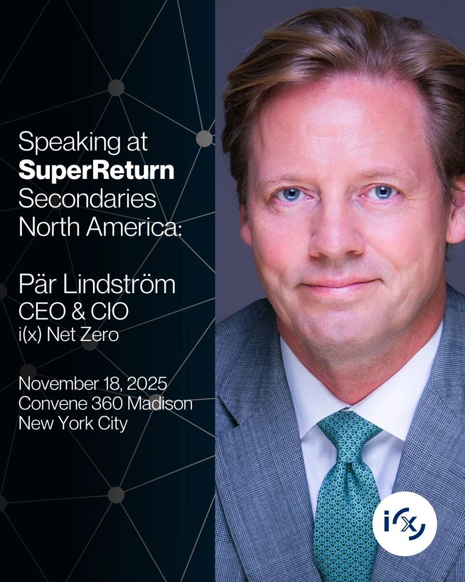 ixnetzero's tweet image. As GP-led secondaries continue to mature, alignment and structure are key. Our CEO &amp;amp; CIO, Pär Lindström, joins SuperReturn Secondaries North America to discuss what’s working — and what’s next. 

Join here: buff.ly/0sGOwVB 

#PrivateMarkets #CapitalFormation #SuperReturn