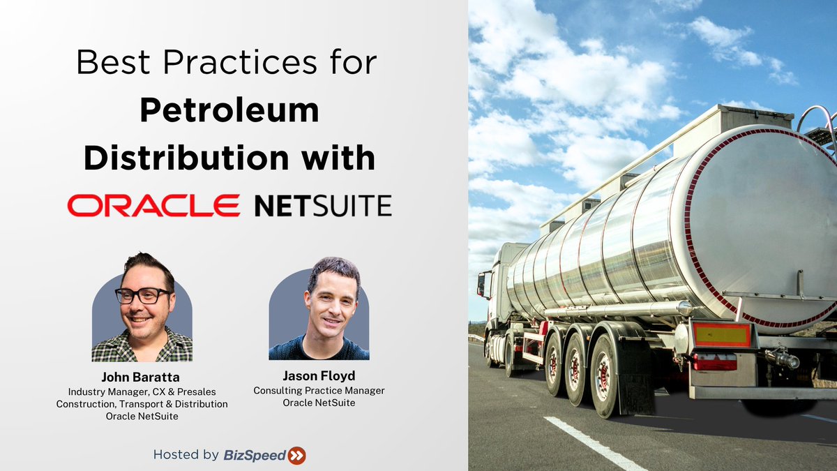 BizSpeed's tweet photo. Two Oracle @NetSuite experts. One live session. Real-world best practices for petroleum delivery ops.

Happening Oct 28 at 1pm EDT.

Save your spot → https://t.co/ZBQFnVyADz

#ERPIntegration #FuelLogistics https://t.co/RlmvSu5MqJ
