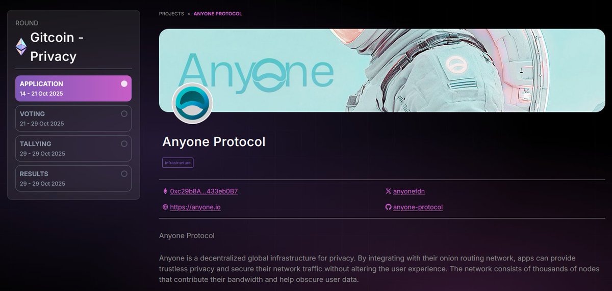 cl0ten (@cl0ten) on Twitter photo The <a href="/AnyoneFDN/">ANyONe Protocol</a> project page is available here:
gitcoin.privote.live/rounds/0/0x30d…
Join the voting process by reading up on the FAQ.
gitcoin.privote.live/#FAQ
<a href="/AnyoneFDN/">ANyONe Protocol</a> <a href="/gitcoin/">Gitcoin</a> <a href="/Privoteweb3/">Privote</a>
for #privacy in #web3 The <a href="/AnyoneFDN/">ANyONe Protocol</a> project page is available here:
gitcoin.privote.live/rounds/0/0x30d…
Join the voting process by reading up on the FAQ.
gitcoin.privote.live/#FAQ
<a href="/AnyoneFDN/">ANyONe Protocol</a> <a href="/gitcoin/">Gitcoin</a> <a href="/Privoteweb3/">Privote</a>
for #privacy in #web3