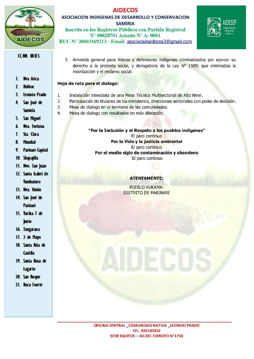 🛑50 años de abandono también contaminan.
Las comunidades del Marañón y Samiria inician paro indefinido ante la negligencia del Estado peruano en el Lote 8
<a href="/MinemPeru/">Ministerio de Energía y Minas</a> <a href="/MinamPeru/">Ministerio del Ambiente 🇵🇪♻️</a>  <a href="/pcmperu/">Consejo de Ministros</a>  <a href="/Perupetrosa/">PeruPetro (Oficial)</a>  <a href="/profonanpe_peru/">Profonanpe</a>  <a href="/Defensoria_Peru/">Defensoría del Pueblo</a> el GORE Loreto no pueden seguir callando