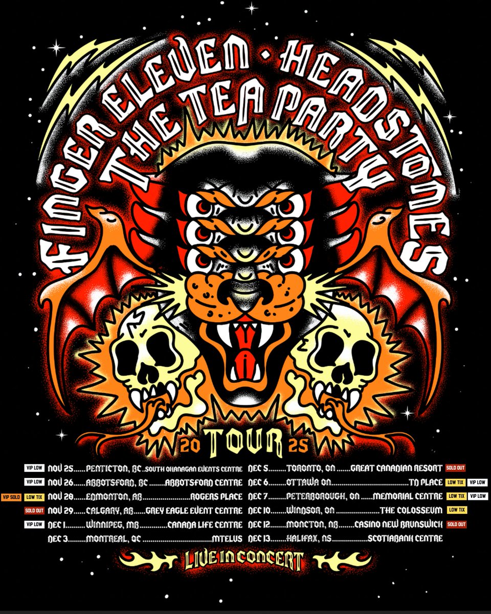 Last chance! The Tea Party, Headstones &amp; Finger Eleven - live for the first time ever.   

Three Canadian rock headliners. One unforgettable night. Get tickets now before they’re gone!  

GET YOUR TICKETS AND VIP MEET &amp; GREET  ttpxhsxf11.com

<a href="/theheadstones/">headstones</a>