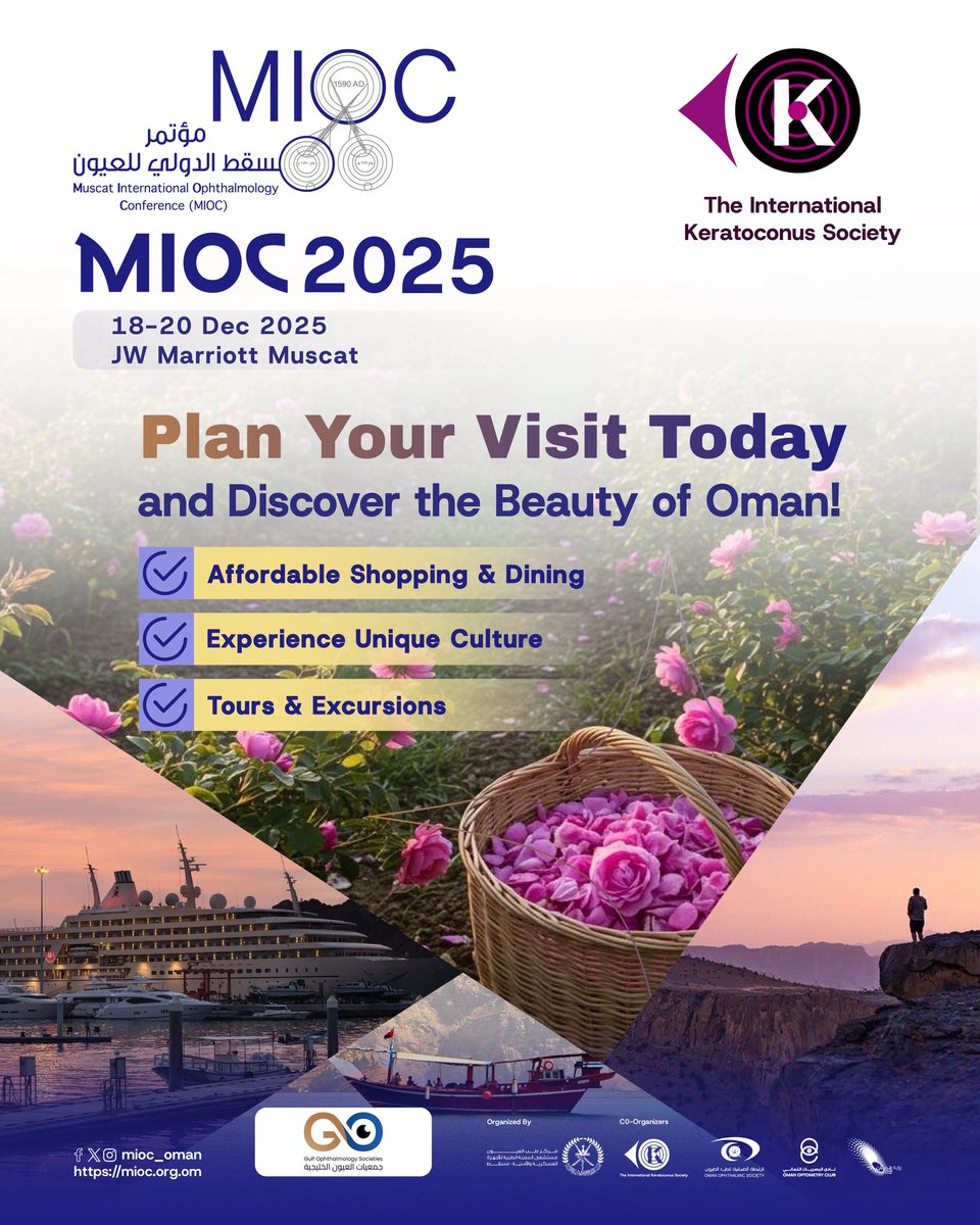 mioc_oman's tweet image. Plan Your Visit Today and Discover the Beauty of Oman!

Website link: mioc.org.om
.
#optometry #healthcare #eyedoctor #oman #experienceoman #visitoman #beautyofoman #trip #Ophthalmology