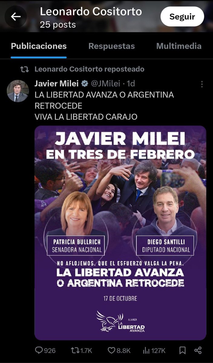 ¿Cositorto militando a Milei desde la cárcel? 😳

Días atrás, el fundador de la mega estafa Generación Zoe reconoció que en 2021 aportó (en mano, "barrani") 32 mil dólares para la campaña de Diego Santilli 👨‍🦰 

¿Será?