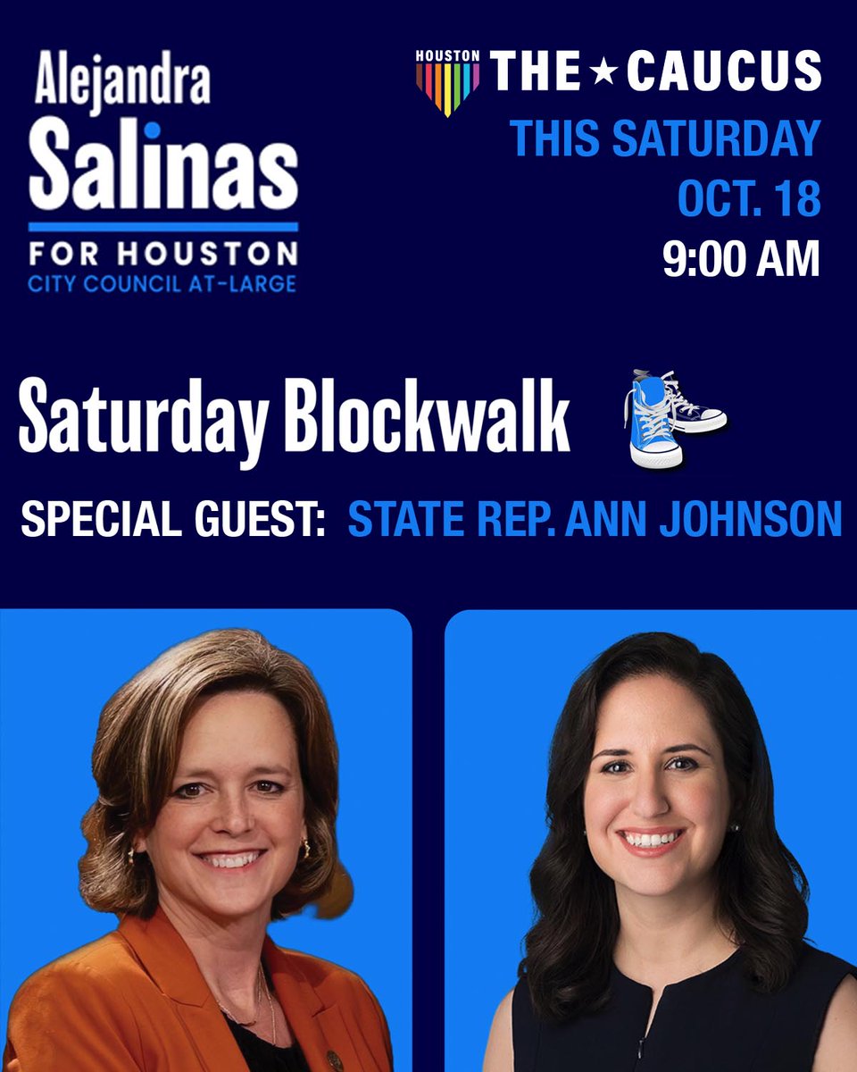 Saturday Blockwalk with Alejandra Salinas! Special Guest: State Rep. Ann Johnson.  This Saturday, Oct 18th 9:00 AM. ow.ly/5GRT50Xe7UC