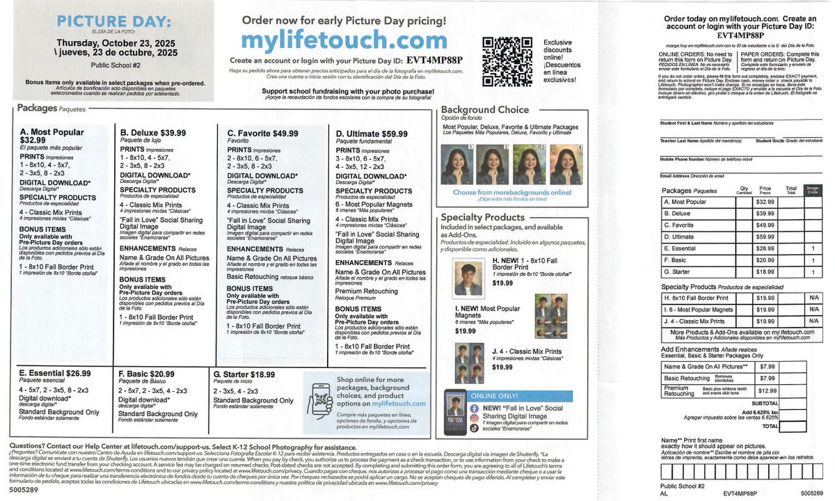 School Picture Day is Thursday, October 23rd.