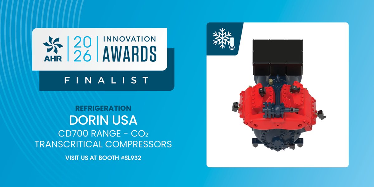 ahrexpo's tweet photo. Check out these cool products vying for the title of 2026 Innovation Award Winner in the category of #Refrigeration: Copeland; DORIN USA; and Quest Climate. https://t.co/Nh0Eays0HQ