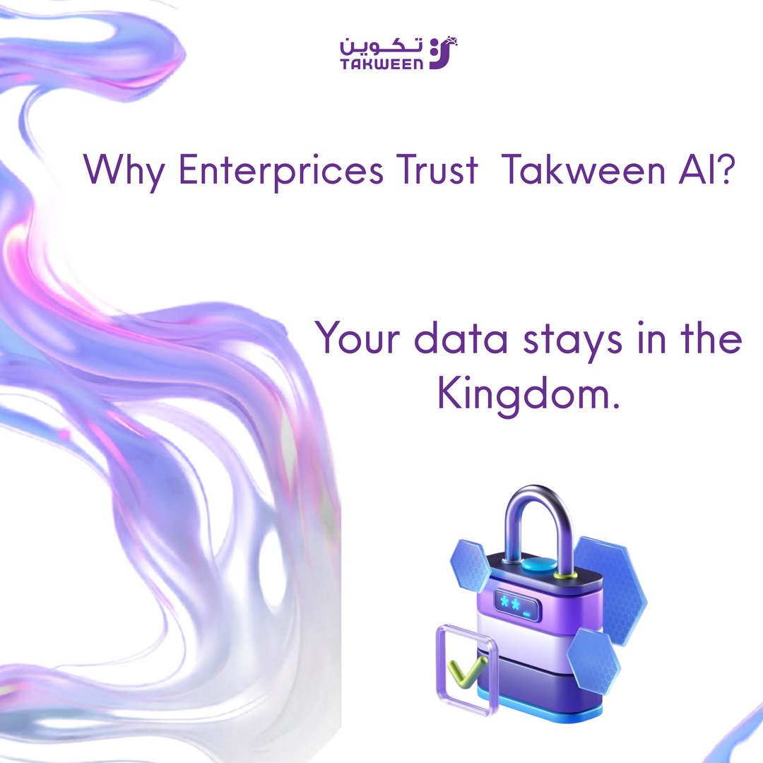 Takween_AI's tweet image. Enterprises choose Takween AI because trust is built on more than just technology, it’s built on sovereignty, precision, and expertise.✨
💡 Local innovation. Global impact. That’s the Takween difference.
#TakweenAI #SaudiAI #Innovation #SaudiVision2030 #EnterpriseAI