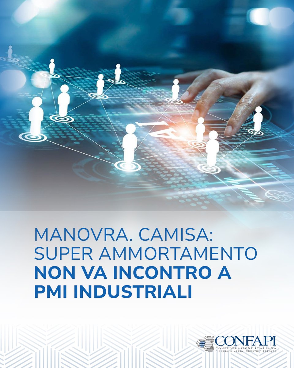 Confapi's tweet image. 🔴 MANOVRA. CAMISA: SUPER AMMORTAMENTO NON VA INCONTRO A PMI INDUSTRIALI
@CristianCamisa 

Leggi il comunicato 👉 confapinews.confapi.org/news/manovra-c…