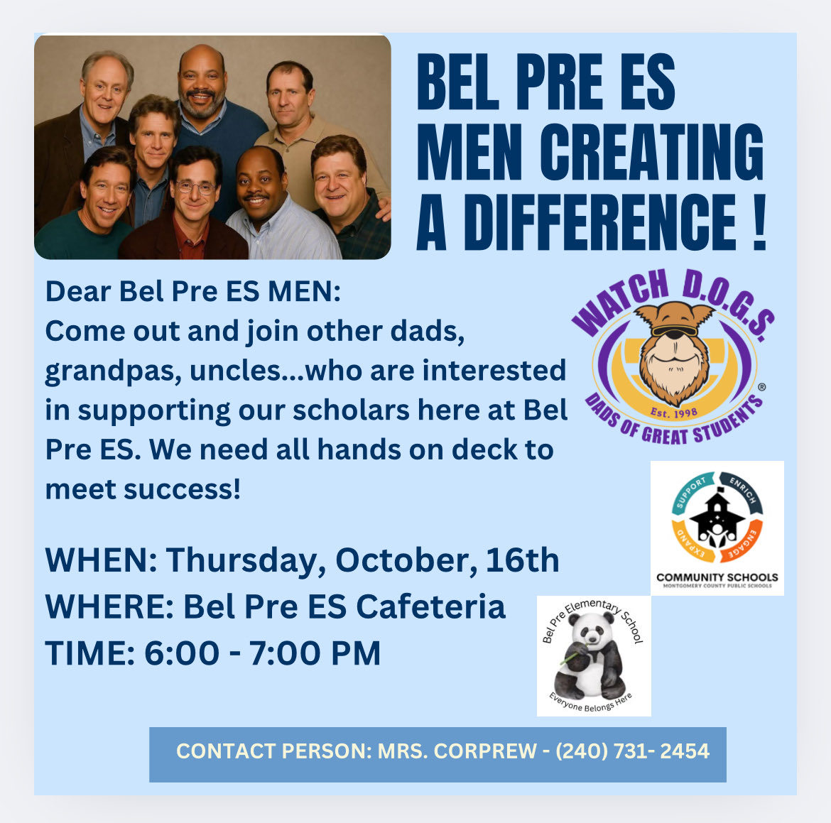 CSL_BelPreElem's tweet image. THANKS to the men who were able to come out last night to receive their first duties and provide input. Shout out to my OG 25-26 WATCH DOG DAD crew! @LearnerDSLI @CSMCPS_Leader @MCPS @CSconnect_MCPS @MCPSEspanol