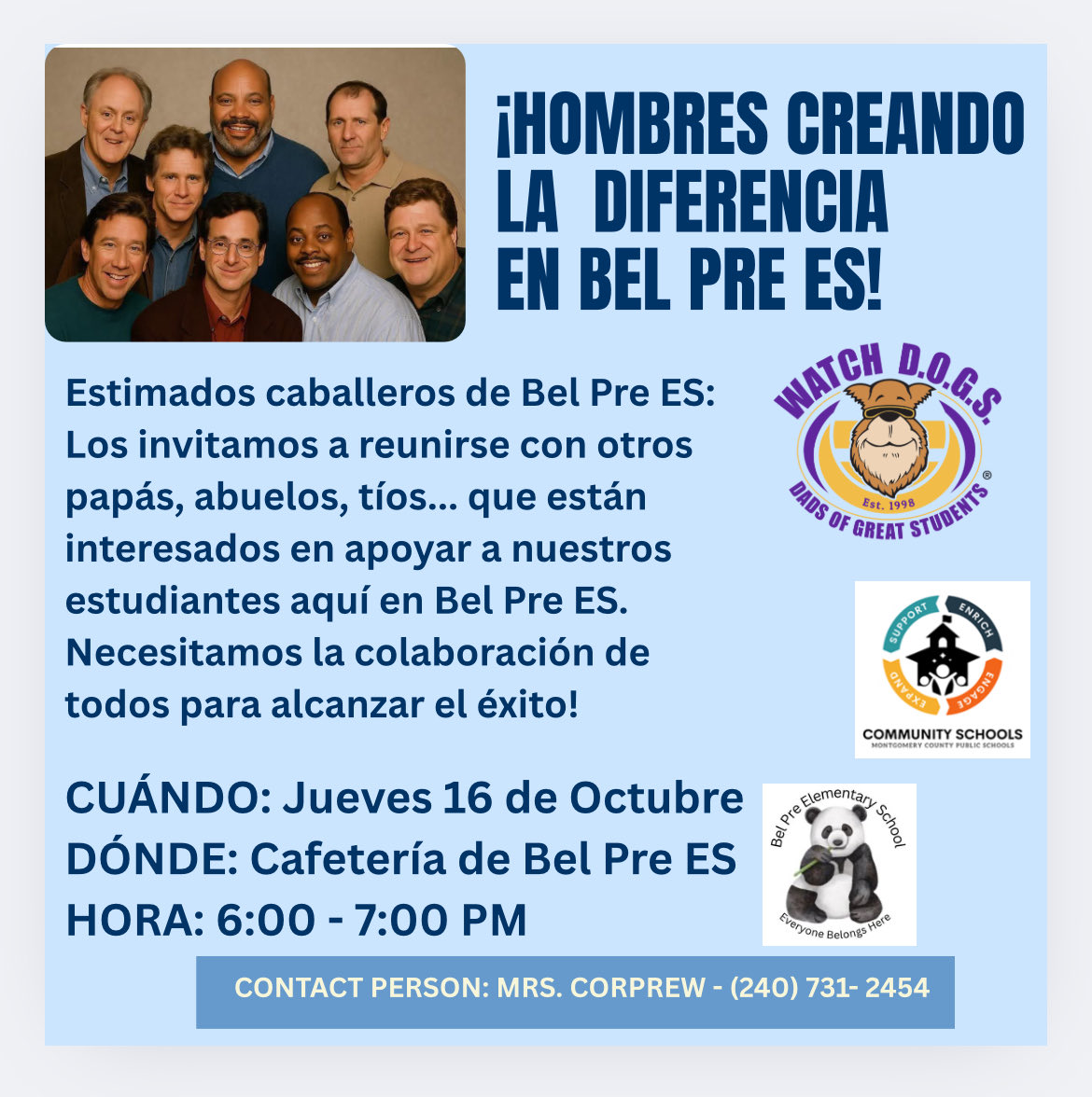 CSL_BelPreElem's tweet image. THANKS to the men who were able to come out last night to receive their first duties and provide input. Shout out to my OG 25-26 WATCH DOG DAD crew! @LearnerDSLI @CSMCPS_Leader @MCPS @CSconnect_MCPS @MCPSEspanol