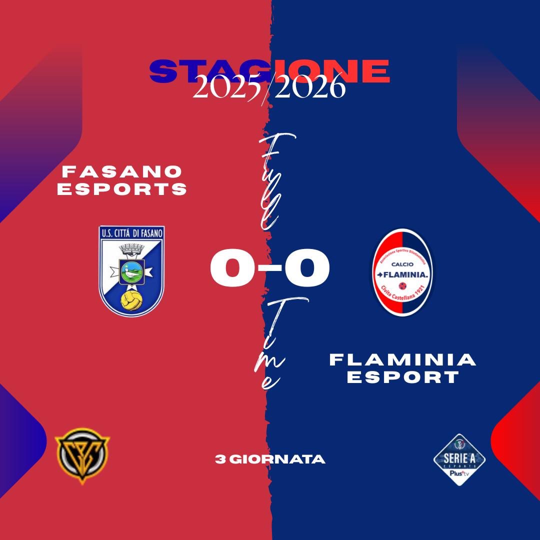 🗓️Full Time🗓️

🏆<a href="/CPGItaly/">CPG Italy 🇮🇹</a>  Serie 🅰️
✈️ 🆚 <a href="/UsFasanoeSports/">LedgerThings UsFasano eSport</a>  0-0 ❎

#ForzaFlaminiaeSports