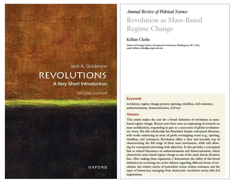 Revoluciones

El sociólogo <a href="/jgoldsto/">Jack Goldstone</a> ofrece una excelente síntesis de la investigación sobre revoluciones: academic.oup.com/book/55345

El politólogo <a href="/kbclarke/">Killian Clarke</a> ofrece una discusión complementaria centrada en el cambio de régimen desde abajo

Descarga de Clarke annualreviews.org/docserver/full…