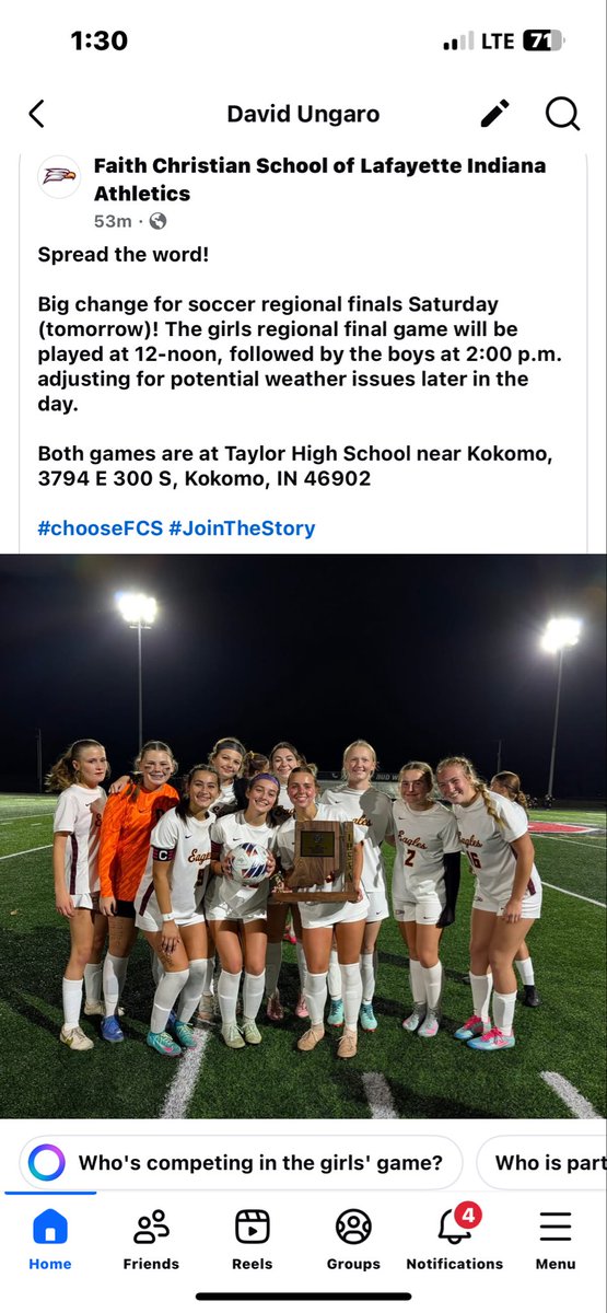FCSWomenSoccer's tweet image. Regional final is now a noon kickoff