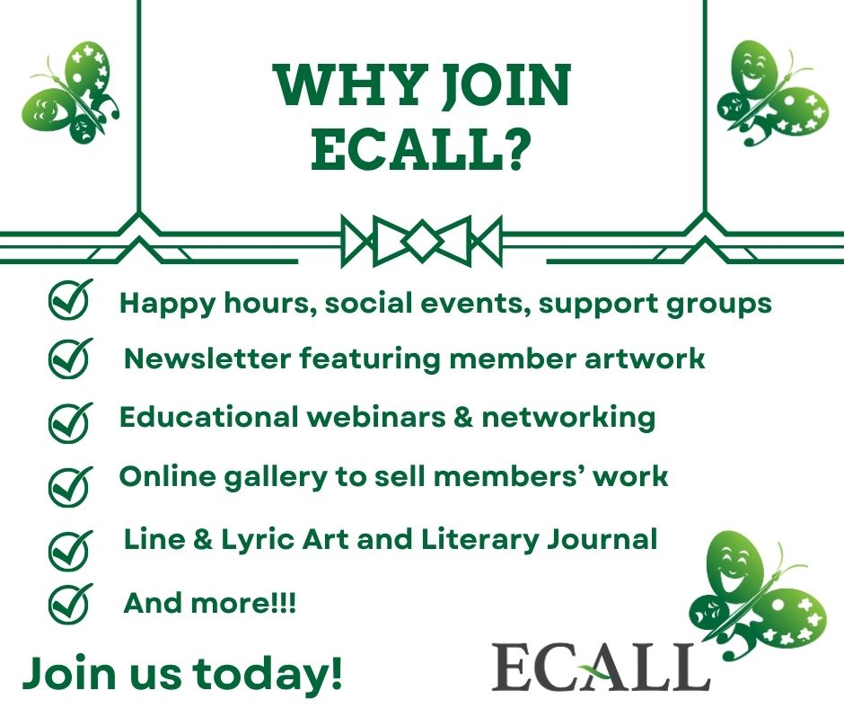 ECALLArtsLit's tweet image. Calling all writers, artists, and ALL creative types! Join the East Coast Arts and Literature League (ECALL). Memberships start at only $10. We bring out the best in East Coast artists!