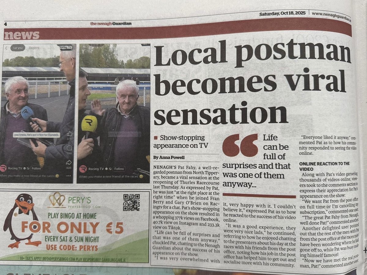 Franmberry's tweet image. Pat leading the way on page 4 of the Nenagh Guardian 👌👌🤩😅