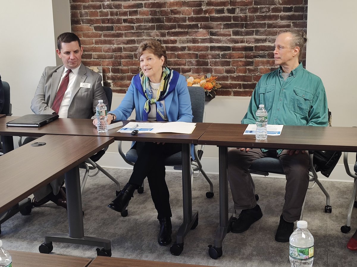 Morgan Leininger of Concord, right, said the Affordable Care Act tax credits "saved my life" after doctors discovered a walnut-sized tumor in his brain. <a href="/SenatorShaheen/">Sen. Jeanne Shaheen</a>, center, hosted roundtable on extending them which is a key dispute in the fed gov. shutdown. #nhpolitics