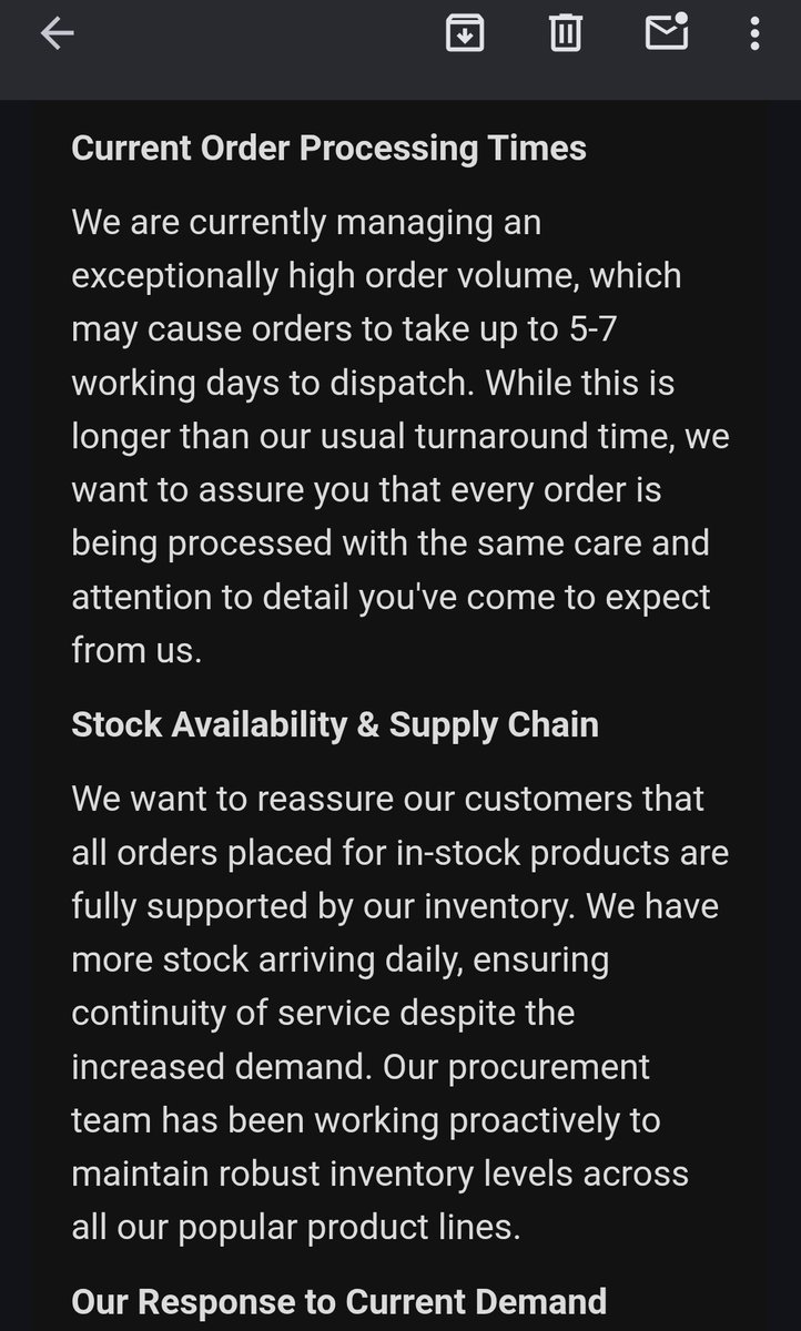 ghostinvoid's tweet image. I've never seen such email from UK's biggest #Gold Supplier before.

Truly unprecedented times.