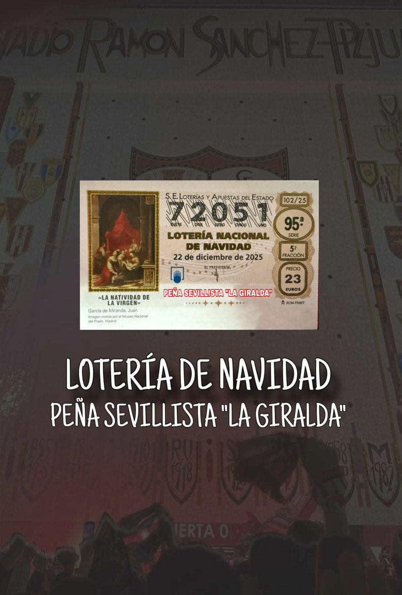 🎄LOTERÍA DE NAVIDAD DE LA PEÑA SEVILLISTA “LA GIRALDA”

‼️ Consíguela ya en nuestro local

Décimo ➡️ 23€
Participación ➡️ 6€