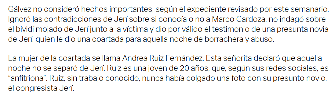 contracultural's tweet photo. Vaya. En Hildebrant en sus Trece revisaron el expediente de denuncia por violación a @josejeriore, archivada por Tomás Aladino Gálvez. Encontraron 1) contradicciones de Jerí sobre si conocía o no al "real" violador; 2) omisión sobre su bividí, encontrado al lado de la víctima, y https://t.co/9FwgLyeagC