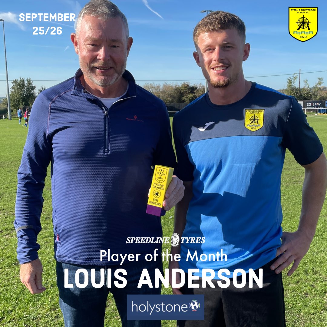 Louis Anderson was named the Speedline Tyre’s Player of the Month for September. 👏 

#RACA🔵⚫️ | <a href="/Louis_ando10/">Louis Anderson</a>