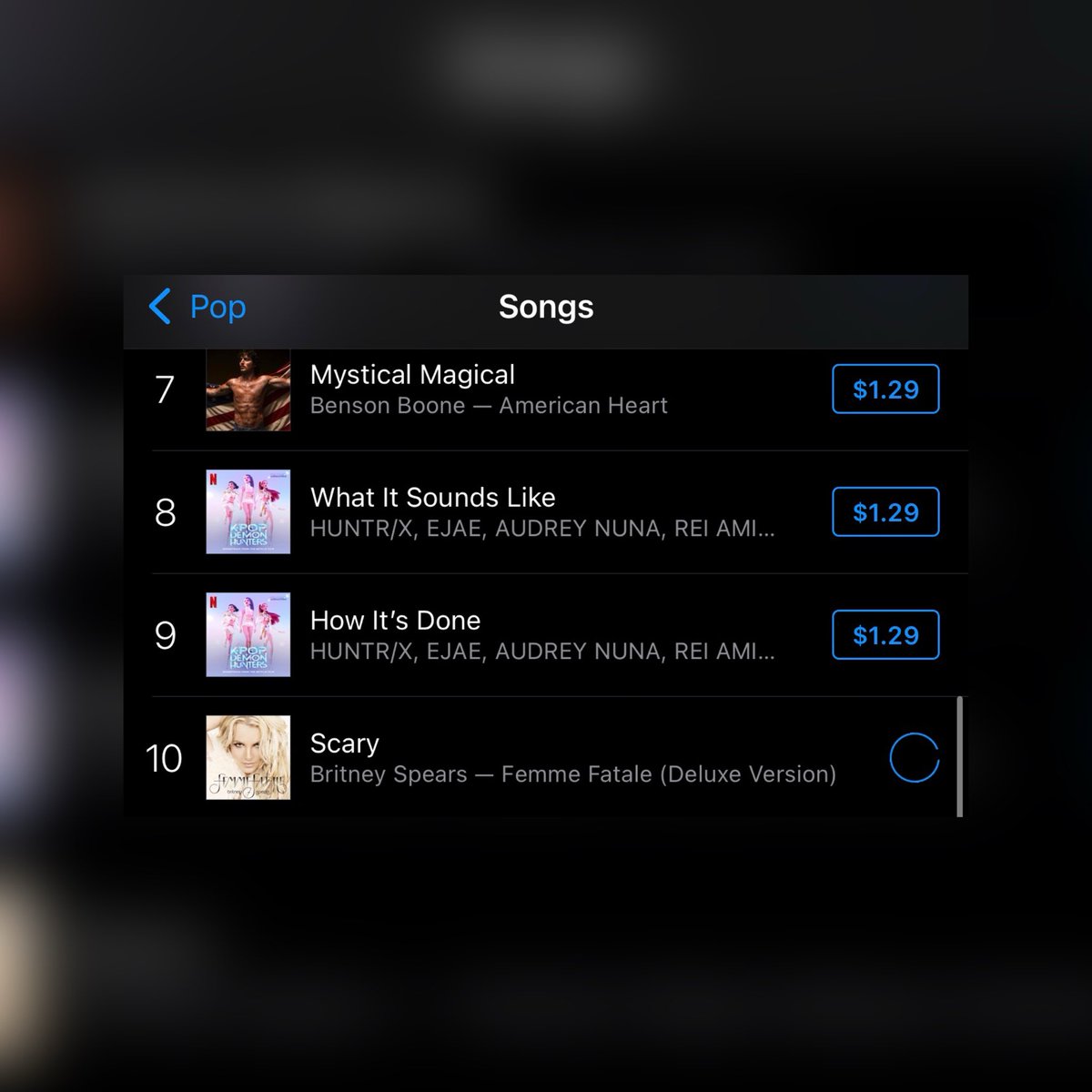 breatheonmiley's tweet photo. Scary by Britney Spears has entered the Top 10 on the US iTunes Pop chart! https://t.co/KQ3wV84DW1