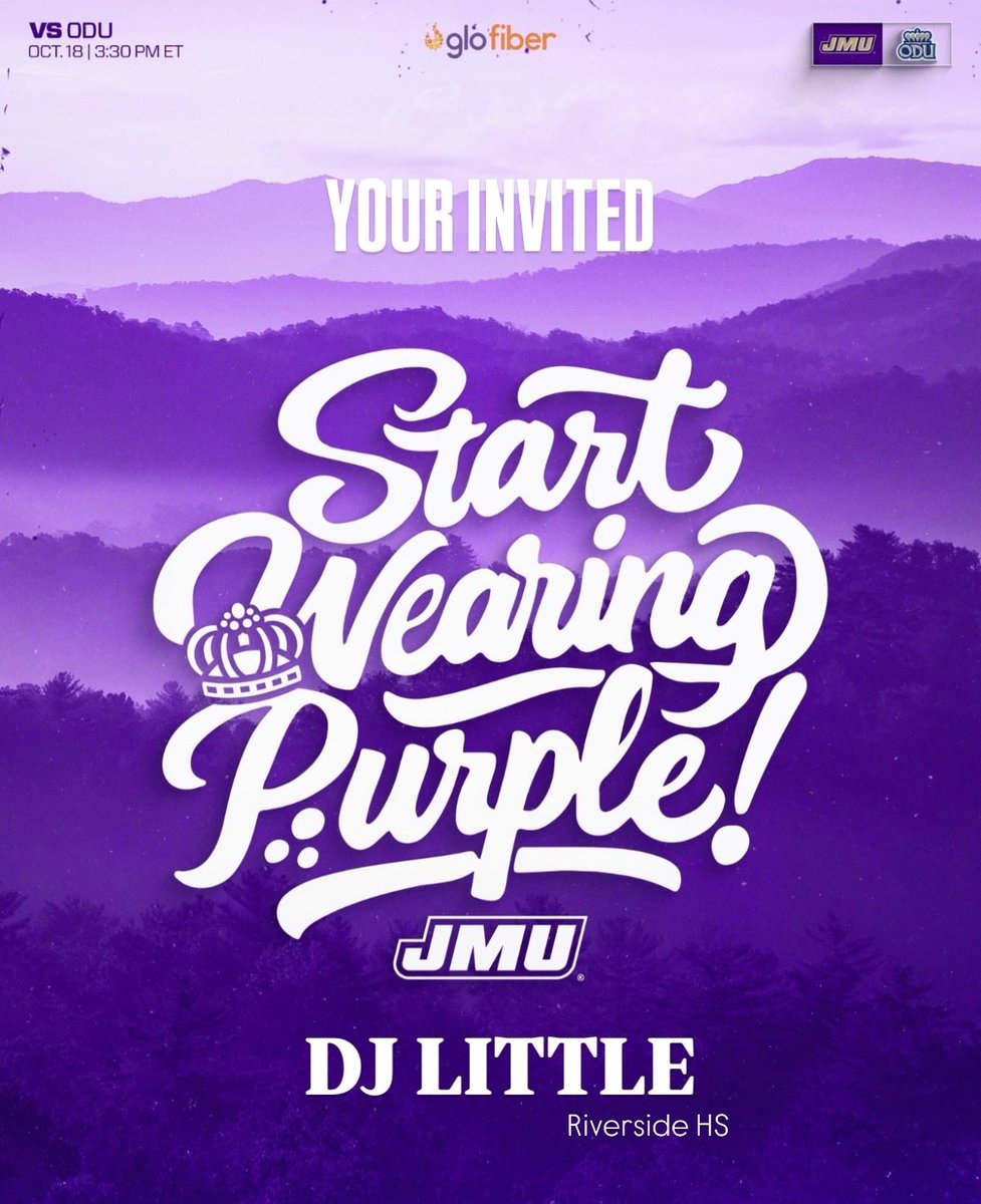 I’m excited to be watching <a href="/JMUFootball/">JMU Football</a> this Saturday. I’m extremely blessed and grateful for this opportunity!!!

<a href="/danteabsher3/">Dante Absher</a> <a href="/20_DSims/">David Sims</a> <a href="/Justin_Harpo/">Justin Harper</a> <a href="/ApplebaumNathan/">Nathan Applebaum</a> <a href="/JMUFootball/">JMU Football</a> <a href="/eporter823/">Coach Porter</a> <a href="/CoachTaeVA/">CoachTae</a> <a href="/CoachLaw__/">Coach Law🏈</a>
