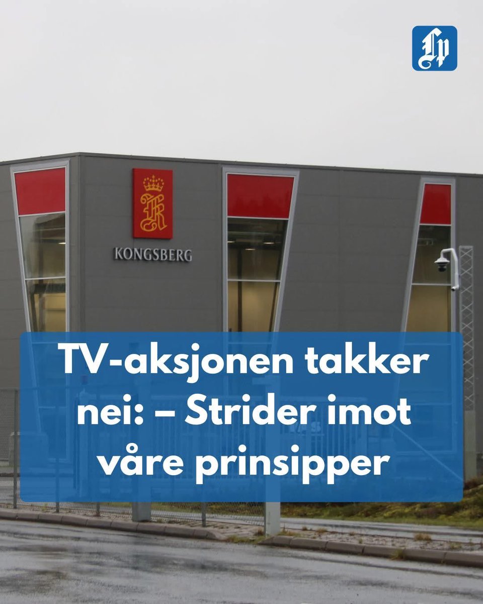 Tenk å si nei fra en av Norges ledende bedrifter

Da vil de nok heller ikke ha pengene til de ansatte

Hele Kongsberg, alle innbyggerne og mer til kan droppe å gi penger. De er ikke ønsket

Dette selv om mye av $KOG og mange ansatte ikke har noe med våpenproduksjon å gjøre